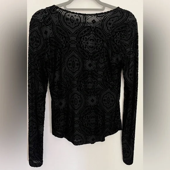 Free People Women’s Velvet Black Top Size S/P - Picture 3 of 14